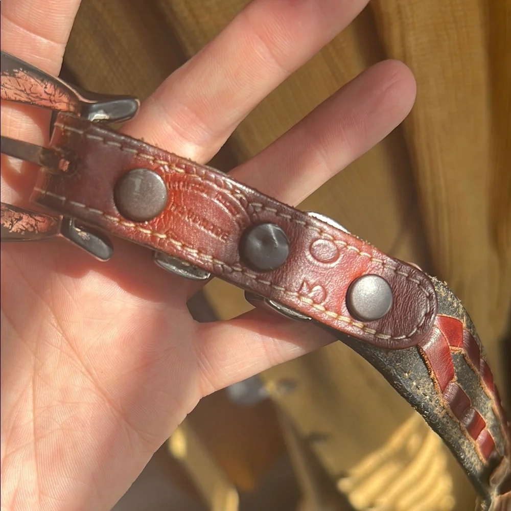 Vintage Braided Leather Buffalo Nickel Belt SMALL